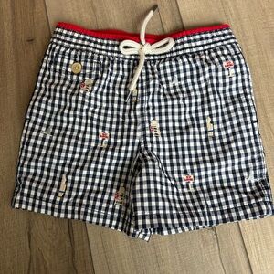 Men's Checkered Shorts with Red Accents